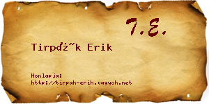 Tirpák Erik névjegykártya